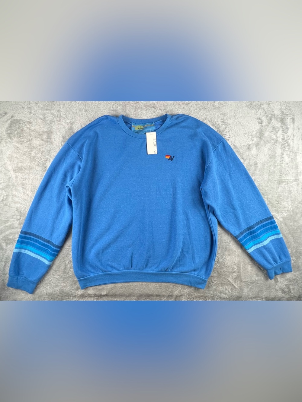 Aviator Nation Rugby Stitch Crew Sweatshirt Cobalt Blue Women’s Size XL NWT